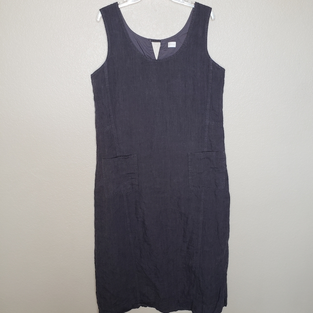 Poetry Linen Dress 14 gray sleeveless